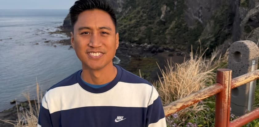 Patrick Palompo after he completed treatment for cancer of the head and neck.